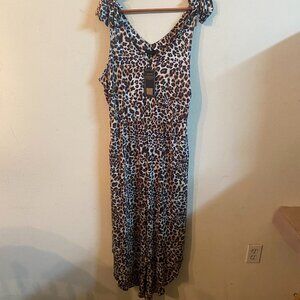 GLORYSTAR LARGE LEOPARD SLEEVELESS JUMPSUIT